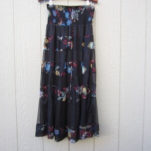 Anthropologie Lapis Strapless Tube Dress /Skirt M Floral Smocked Tired Lined NWT